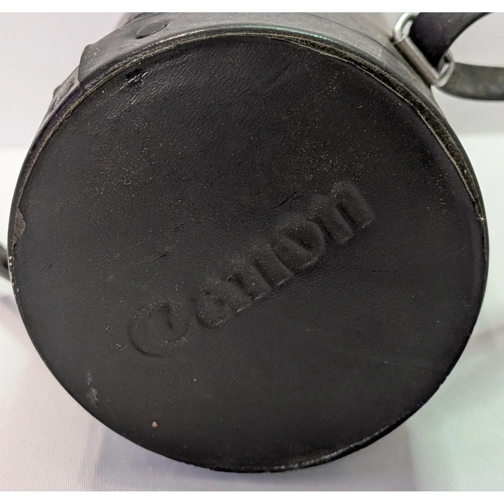 Canon Lens Case Unisex OS Black Good Vintage Leather Hard Shell Japan Strap